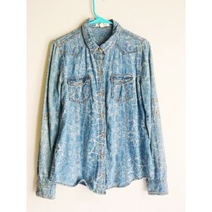 Forever 21 Paisley/Floral Print Chambray Top